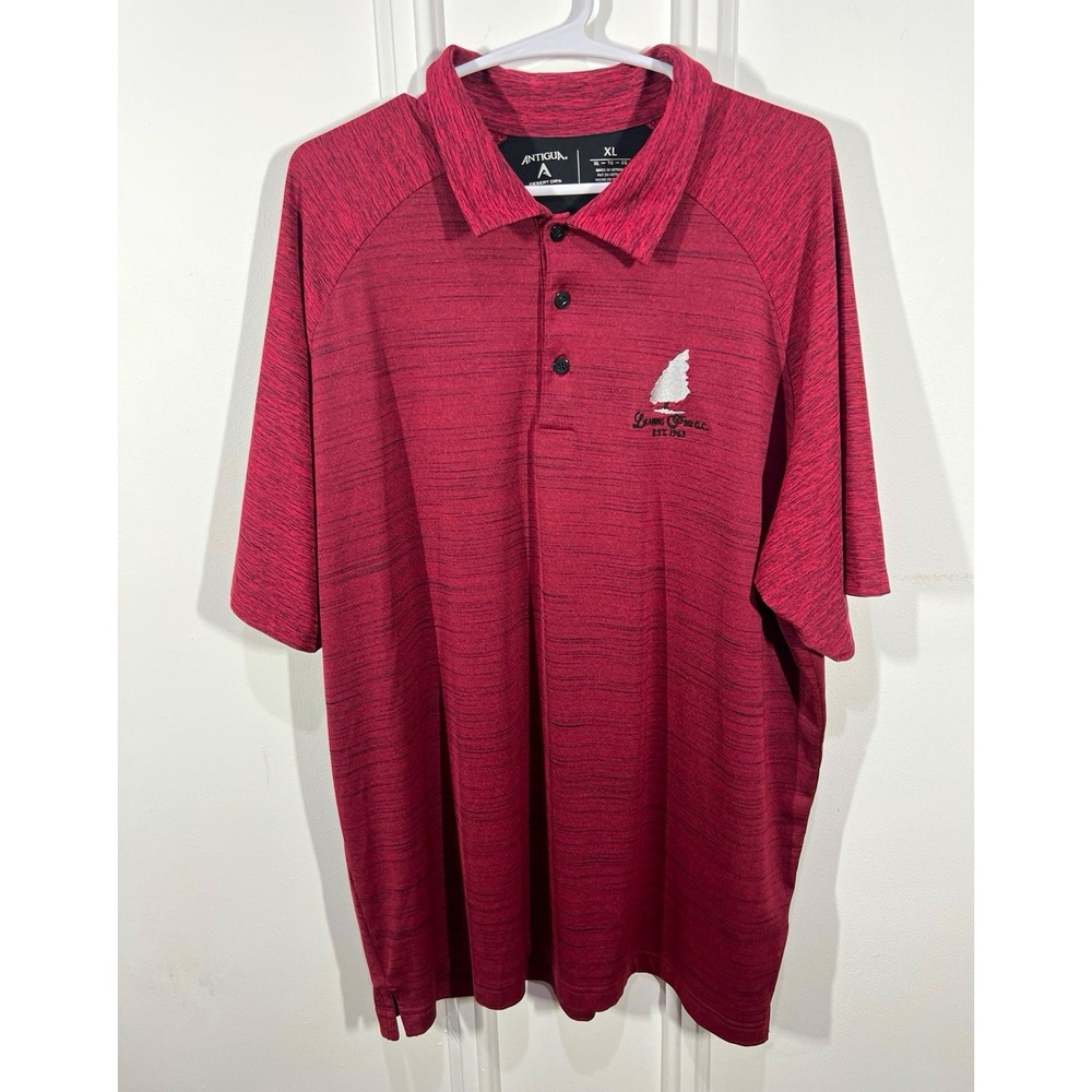 Antigua Leaning Tree Golf Club Polo Shirt Mens XL Red Desert Dry Performance